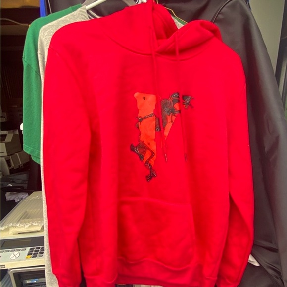 Vlone Red Graphic Hooded Sweatshirt - Picture 2 of 4
